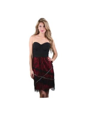 SINGLE DRESS (is the brand) Strapless Black & Fuchsia Rocker Dress Size S, NWT!